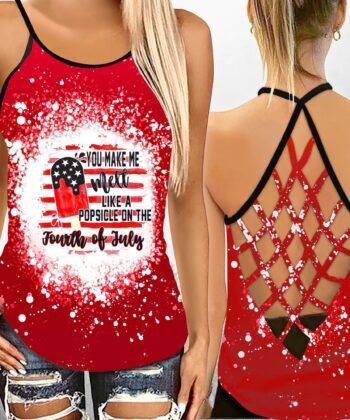 Custom You Make Me Melt Like A Popsicle On The Fourth Of July Tie Dye Criss Cross Tank Top For The US Independence Day, 4th of July - artsywoodsy