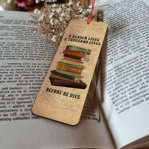 A Reader Lives A Thousand Lives Wooden Bookmark For Book Lovers - artsywoodsy