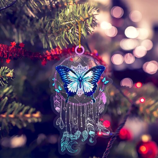 Butterfly Dreamcatcher Ornament, Christmas Ornament, Decoration, Dream - artsywoodsy