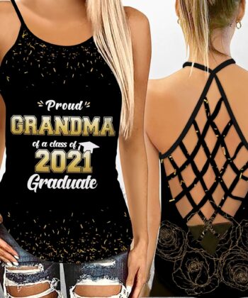 Custom Proud Mom Of Class Of 2021 Criss Cross Tank Top For Graduation Day - artsywoodsy