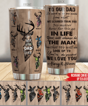 Father's Day Gift Idea Custom Tumbler Best Buckin Dad Ever Hunting Personalized Gift