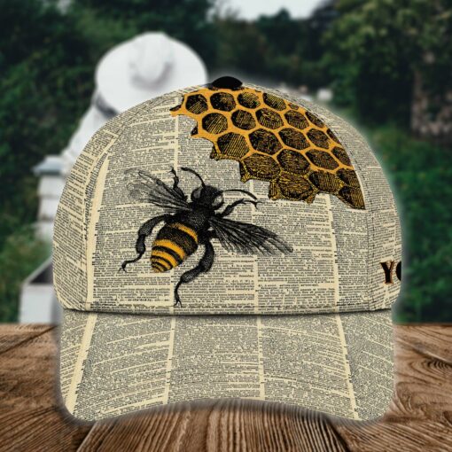 Bee Beehive Vintage Paper Pattern Cap For Bee Keepers, Bee Lovers, Happy Father's Day, Gift For Dad, Gift For Papa - artsywoodsy