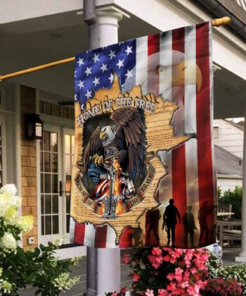 Home Of The Free Because Of The Brave All-Weather Flag For Patriots, Independence Day, 4th Of July - artsywoodsy