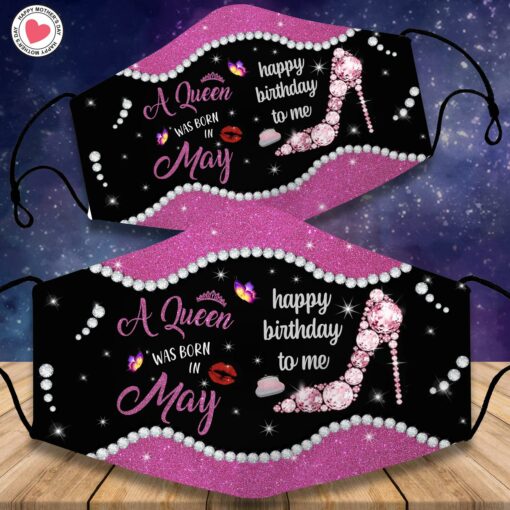Custom A Queen Was Born In May Face Mask, Birthday Gift, Happy Mother's Day, Gift For Mom - artsywoodsy