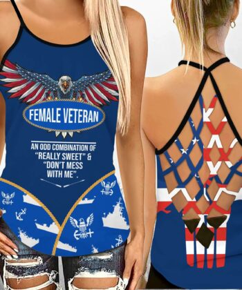 An Odd Combination of "Really Sweet" & "Don't Mess With Me" Criss-cross Tank Top For Female Veterans - artsywoodsy