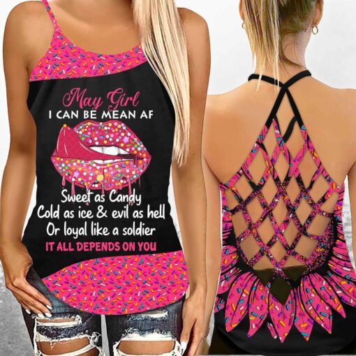 I Can Be Mean AF Criss-cross Tank Top For May Girl, June Girl - artsywoodsy