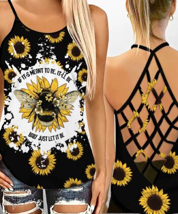 Baby Just Let It Be Flower All Over Printed Criss-cross Tank Top For Bee Lovers, Beekeepers, Beekeeping - artsywoodsy