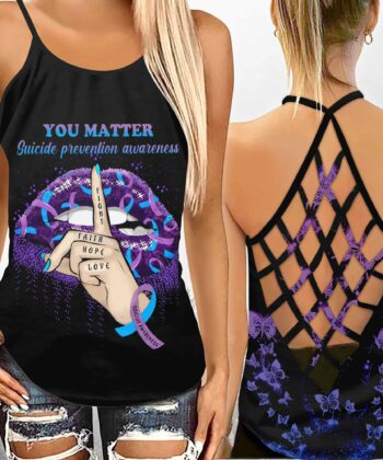 You Matter Criss Cross Tank Top & Short Leggings For Suicide Prevention Awareness - artsywoodsy
