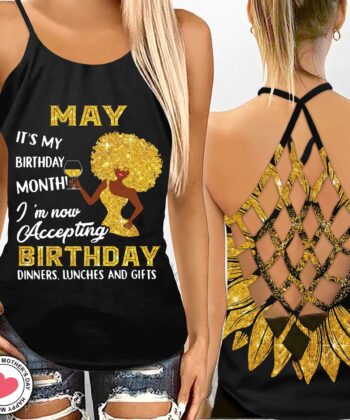 It's My Birthday Month Criss Cross Tank Top For May Girl, Afro Girl, Afro Queen - artsywoodsy