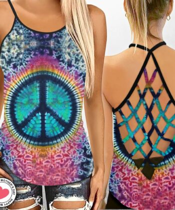 Hippie Peace Sign Criss Cross Tank Top For Hippie Lovers, Happy Mother's Day - artsywoodsy