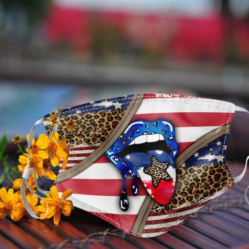 American Flag Tongue America Stars Face Mask For The US Independence Day, 4th of July, Fourth Of July - artsywoodsy