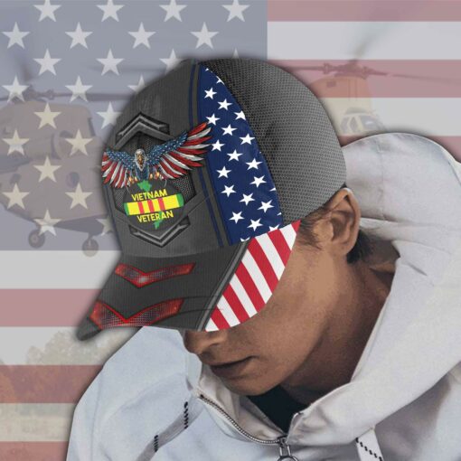 US Flag Vietnam Veteran Cap, Military Cap - artsywoodsy