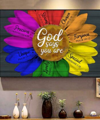 God Says You Are Rainbow Color Daisy Poster For LGBT Community, Queer Gift, Equality, Lesbian, Gay, Pride, LGBTQ, LGBT History Month - artsywoodsy