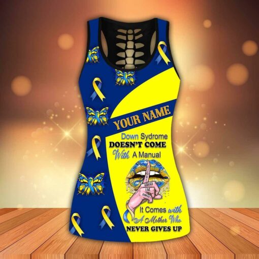 Warrior Mom Hollow Out/Criss Cross Tank Top & Short/Long Leggings For Down Syndrome Awareness, Happy Mother's Day - artsywoodsy