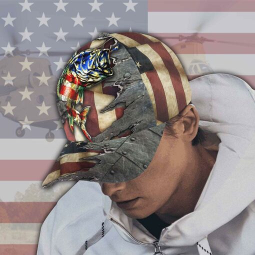 USA Flag Fising Cap, Cap for Fishing Lovers - artsywoodsy