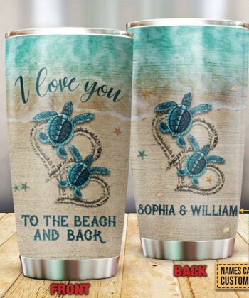 Personalized Sea Turtle Beach And Bach Customized Tumbler