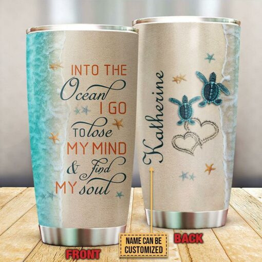 Personalized Sea Turtle Into The Ocean Customized Tumbler
