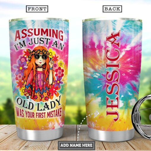 Personalized Hippie Old Lady PYZ1012014 Stainless Steel Tumbler
