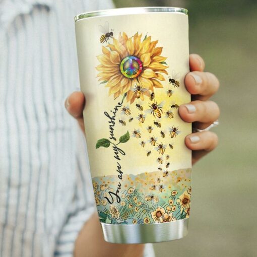 Sunflower Bee Hippie Personalized NNR0812008 Stainless Steel Tumbler