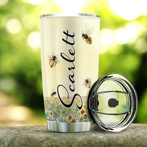 Sunflower Bee Hippie Personalized NNR0812008 Stainless Steel Tumbler