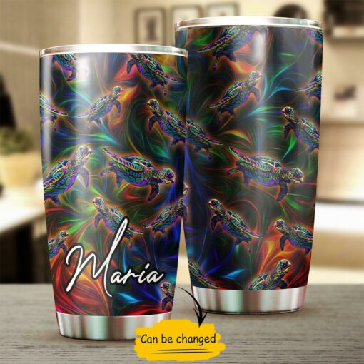 Custom Personalized name stainless steel tumbler drinkware family gift ideas for friend couple turtle lovers - Turtle Colorful TY0602212