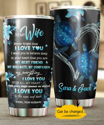 Custom Personalized name stainless steel tumbler drinkware family gift ideas for friend couple turtle lovers - Butterfly Daughter TY0402211
