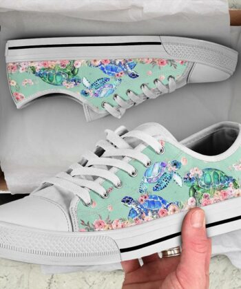 SEA TURTLE FLOWERS LOW TOP SHOES