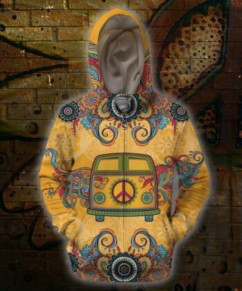3D All Over Print Bus Hippie Hoodie