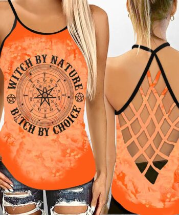 Witch By Nature, Bitch By Choice Criss-cross Tank Top For Witches, Wicca - artsywoodsy