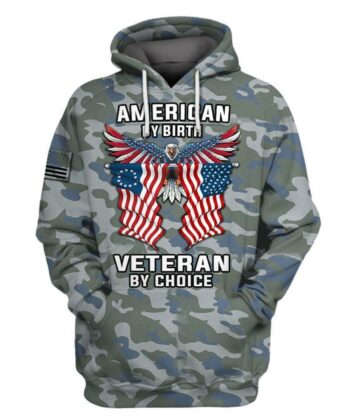 Camo American by Birth Veteran by Choice Veterans Day, Best gift for Independence Day, Memorial day - Branded Unisex