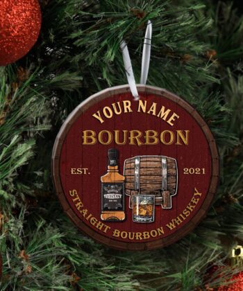 Personalized Bourbon Whiskey Christmas Ornament Tree Decorations, Gifts For Bourbon Lovers