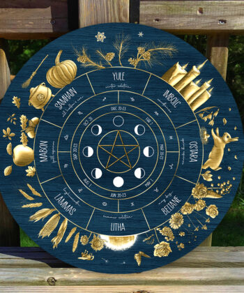 Wheel of the Year Wood Sign, Sabbats Pagan Wiccan Yule Celestial
