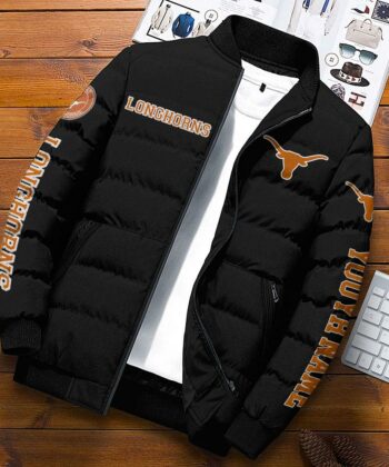 NCAA Custom Name Texas Longhorns Personalized Unisex Adults Sports Packable Lightweight Puffer Jacket Gifts For Football Lovers_PHG2610