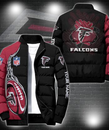 Atlanta Falcons Puffer Jacket Personalized Your Name, Sport Puffer Jacket, Gift For Sport Fan