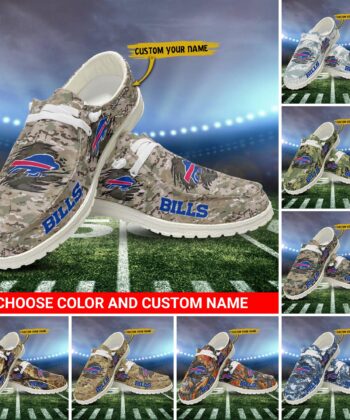 Buffalo Bills H-D Shoes Custom Your Name And Choose Your Camo, Sport Camouflage Team H-Ds, Sport Shoes For Fan ETRG-52474