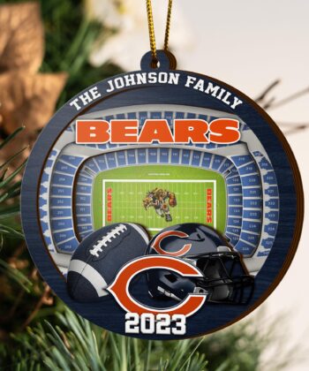 Chicago Bears 3 Layered Piece Wooden Ornament Your Family Name And Year, Sport Ornament, Fan Gifts, Hanging Decoration EHIVM-52183