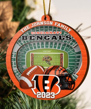 Cincinnati Bengals 3 Layered Piece Wooden Ornament Your Family Name And Year, Sport Ornament, Fan Gifts, Hanging Decoration EHIVM-52183
