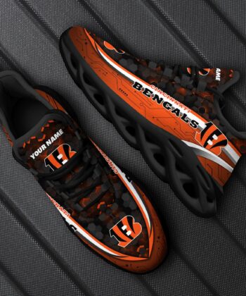 Cincinnati Bengals Football Team Max Soul Shoes, Custom Your Name ETRG-28614