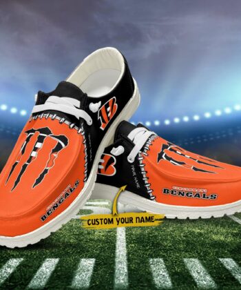 Cincinnati Bengals H-D Shoes Custom Your Name, Football Team And Monster Paws H-Ds, Football Fan Gifts ETRG-52478