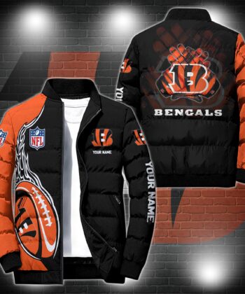 Cincinnati Bengals Puffer Jacket Personalized Your Name, Sport Puffer Jacket, Gift For Sport Fan