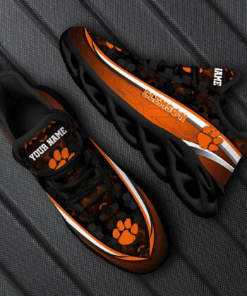 Clemson Tigers Black Max Soul Shoes Custom Your Name, Sport Sneakers, Fan Gifts, Gift For Sport Lovers ETRG-50082