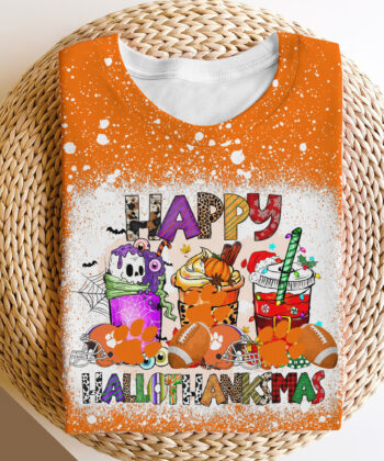 Clemson Tigers Bleached Sweatshirt, Tshirt, Hoodie,  Sport Shirts, Happy Hallothanksmas, Sport Shirts For Fan EHIVM-52152