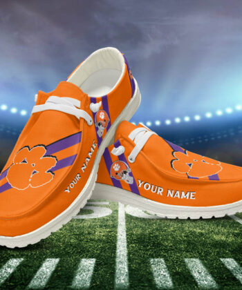 Clemson Tigers H-D Shoes Personalized Your Name, White H-D For Sport Lovers, Sport Gifts ETHY161023
