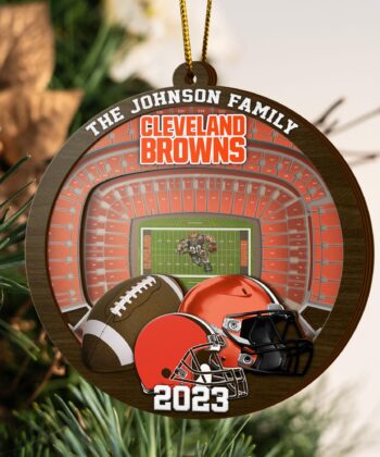 Cleveland Browns 3 Layered Piece Wooden Ornament Your Family Name And Year, Sport Ornament, Fan Gifts, Hanging Decoration EHIVM-52183