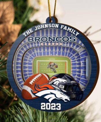 Denver Broncos 3 Layered Piece Wooden Ornament Your Family Name And Year, Sport Ornament, Fan Gifts, Hanging Decoration EHIVM-52183