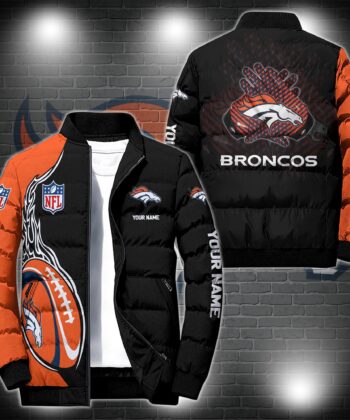 Denver Broncos Puffer Jacket Personalized Your Name, Sport Puffer Jacket, Gift For Sport Fan