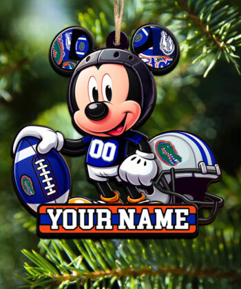 Florida Gators 2 Layered Wooden Ornament Personalized Your Name And Number, Football Team And MK Mouse Ornament, Football Lover Gifts ETHY-52624