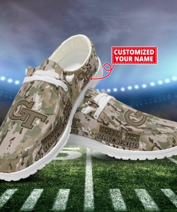 Georgia Tech Yellow Jackets H-D Shoes Custom Name  Camo Style New Arrivals T1610H52625