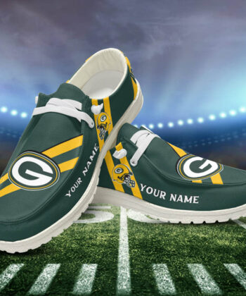 Green Bay Packers H-D Shoes Personalized Your Name, White H-D For Sport Lovers, Sport Gifts ETHY161023