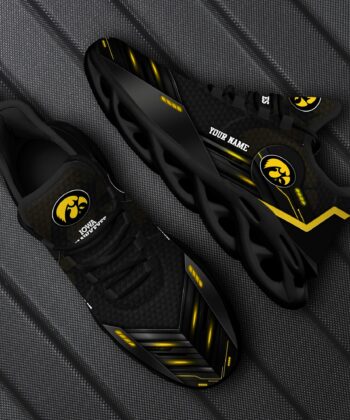 Iowa Hawkeyes Team Black Max Soul Shoes Custom Your Name, Sport Sneakers, Fan Gifts, Gift For Sport Lovers ETRG-51363